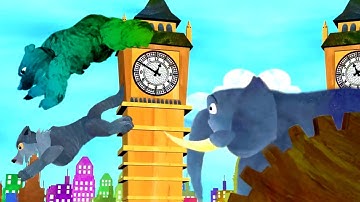 HICKORY DICKORY DOCK | THE BEAR AND ELEPHANT SCENES | RANDOM ANIMALS EFFECTS..