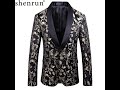 Shenrun Autumn Winter Men Blazer High Quality Gold Fashion Jacquard Embroidery Groom Jacket Shwal