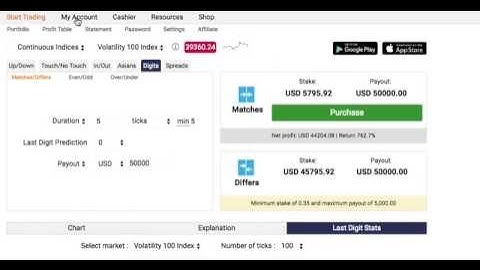 binary.com digit differ working strategy result again