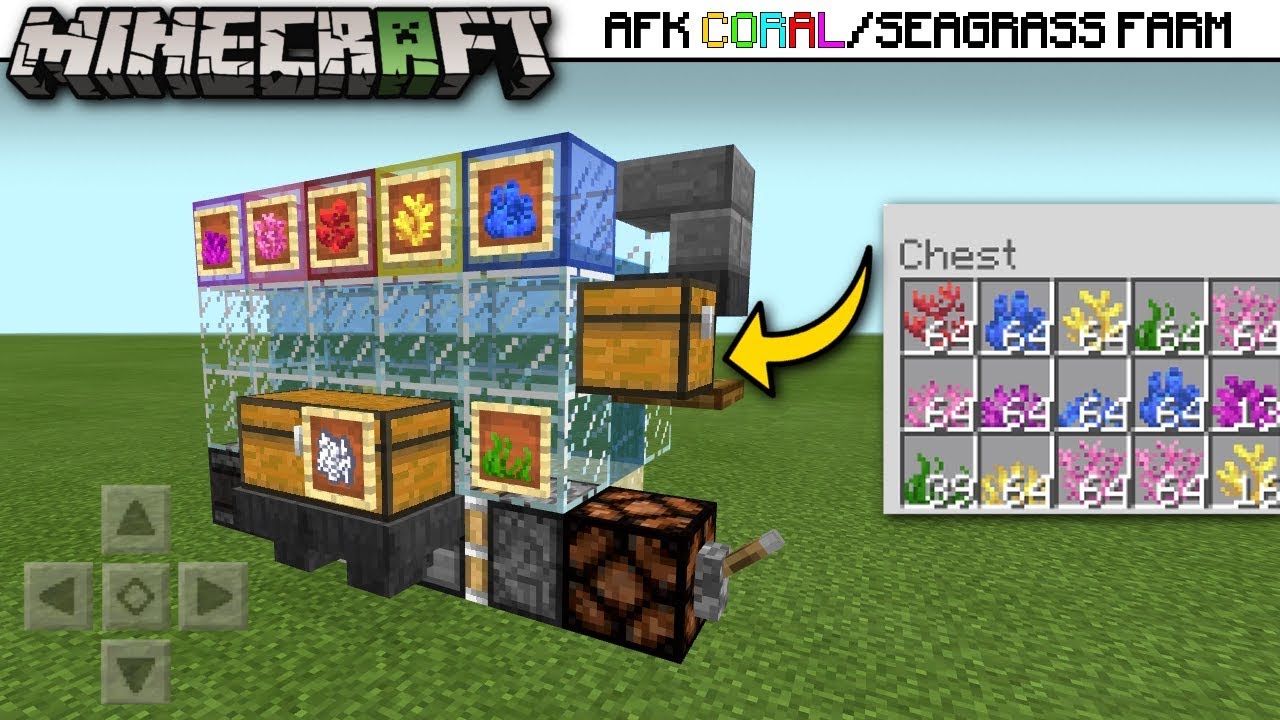 Minecraft AFK CORAL & SEAGRASS FARM ( Automatic )[ Tutorial ] MCPE / Xbox / Bedrock / Switch