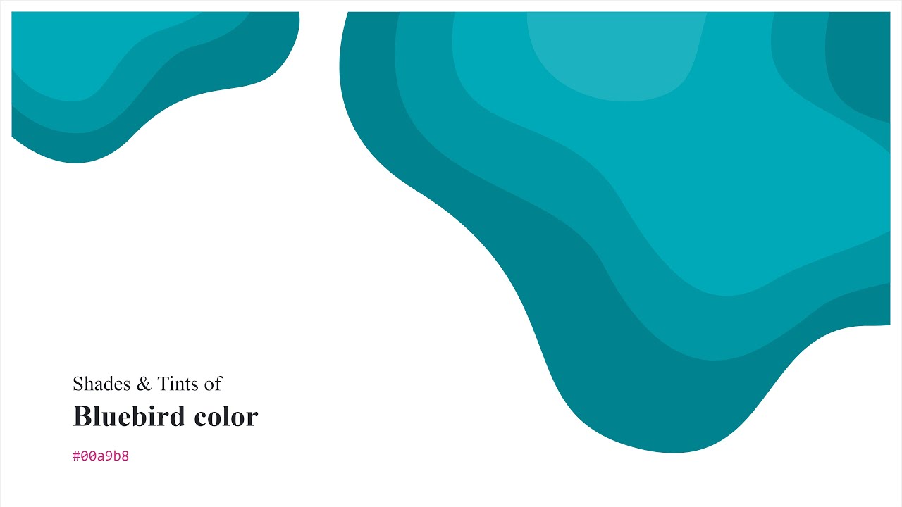 Shades & Tints of Bluebird color #00a9b8 A Cool Blue color #0096a3 ...
