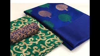 Soft Cotton Banarasi Tree Buta Silk Saree With Double Blouses Banarasi Soft Cotton Saree