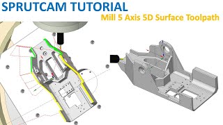 SprutCAM Tutorial #139 | How to Create Toolpath Mill 5 Axis with Control Through Curve