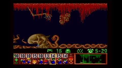 Lemmings (SNES) Tricky 14: MENACING!!
