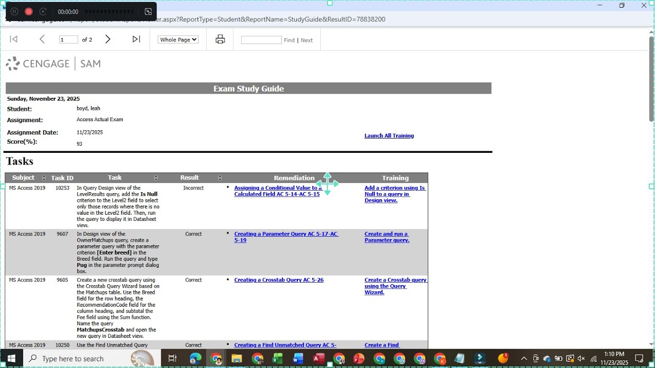 Access Actual Exam | Excel Actual Exam | Word Actual Exam | SAM Exam | Cengage | Simnet exam