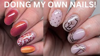 DOING MY OWN NAILS! NAIL ORDER BUILDER GEL INFILL & CATS EYE/CHROME DESIGN