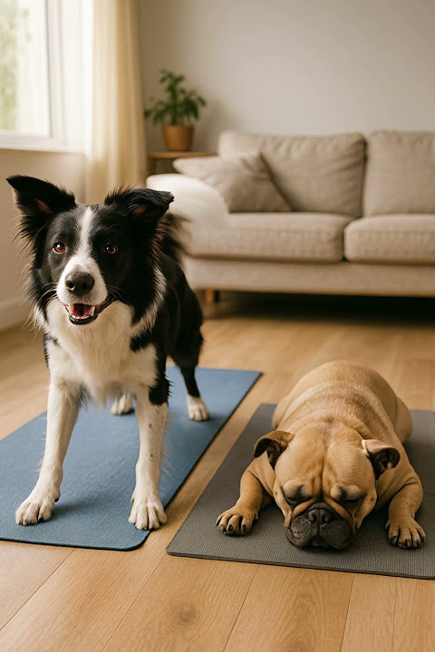 Smart Dog Does Push-Ups 🧠Lazy Dog Hits the Floor 💥 #shorts  #BorderCollie #FrenchBulldog #dogshorts