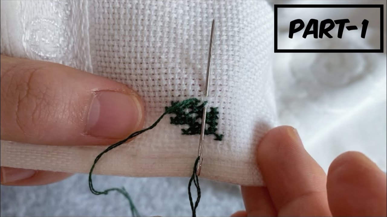 Yeni başlayanlar için çiçekli etamin havlu işleme / Kanaviçe nasıl yapılır? / How to cross stitch