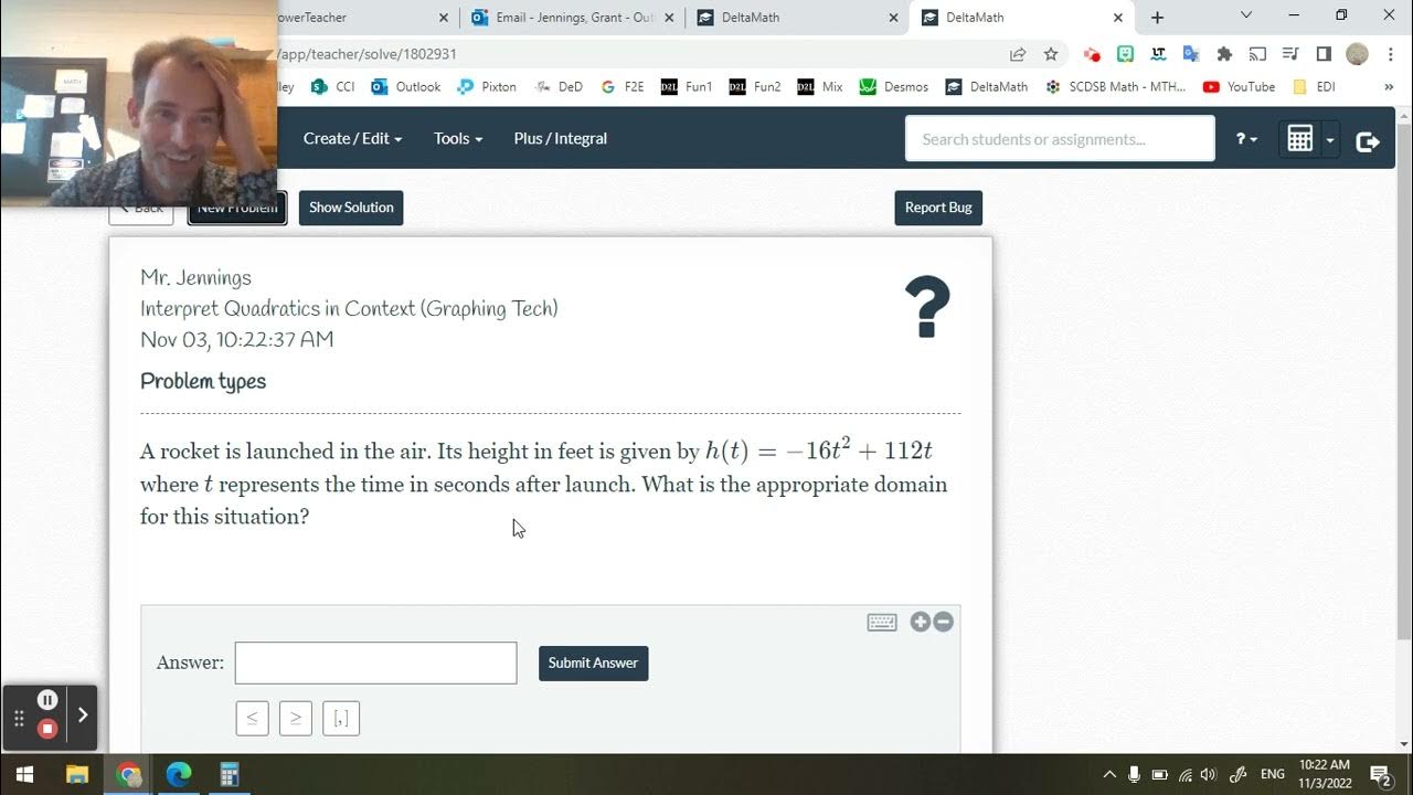 Interpret quadratics in context delta math practice youtube