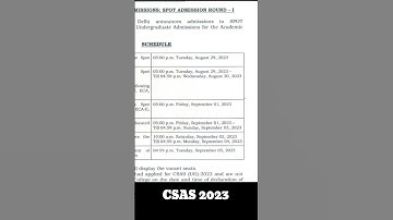 DU CSAS Spot Round 1 , appy and seat allocation 2023 #delhiuniversity