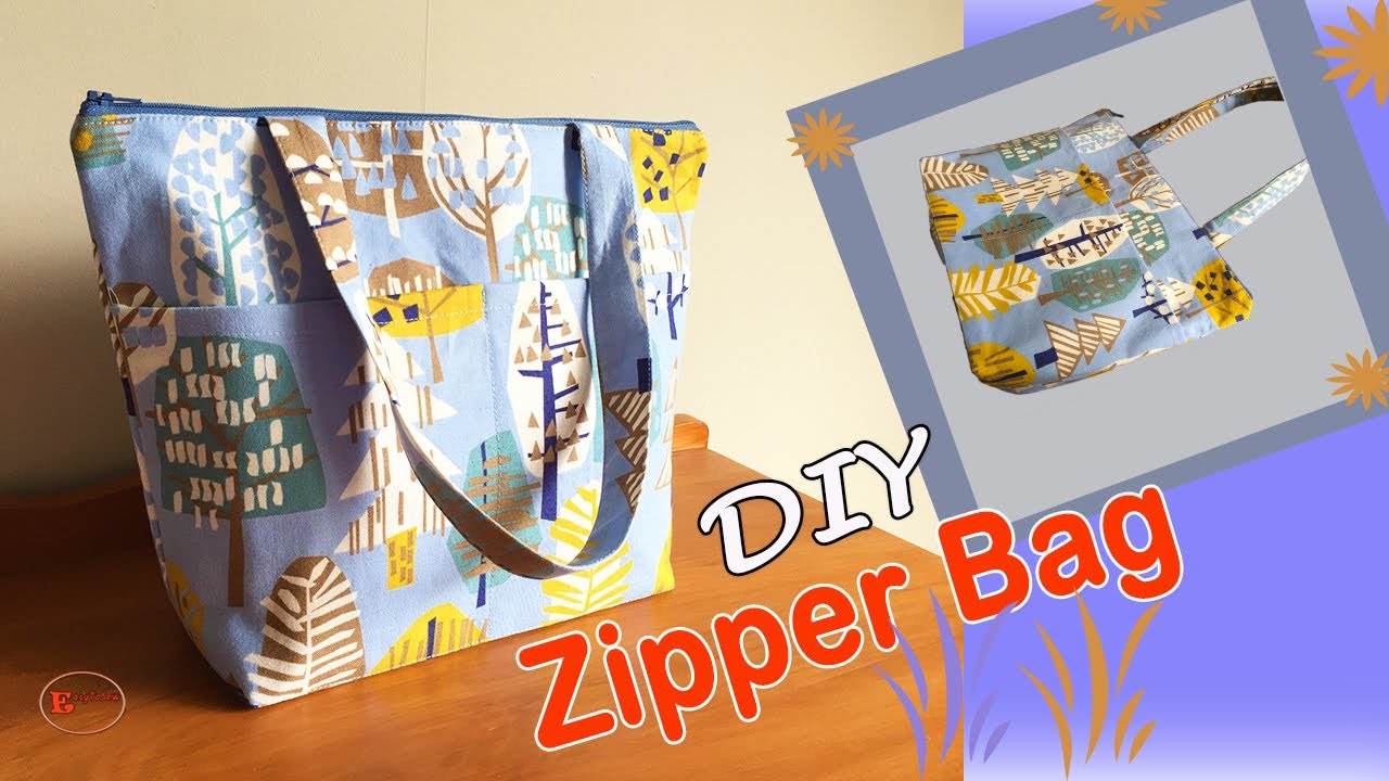 ZIPPER TOTE BAG SEWING TUTORIAL |SIMPLE TOTE BAG WITH LINING /EASY TOTE ...