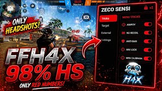 💥🔥 FFH4X 98% HEADSHOT 😱 ONLY RED NUMBERS! ZECO SENSI SETTINGS 🔥 screenshot 1