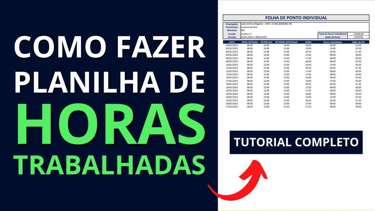 Planilha de horas trabalhadas no Excel: como fazer controle de ponto