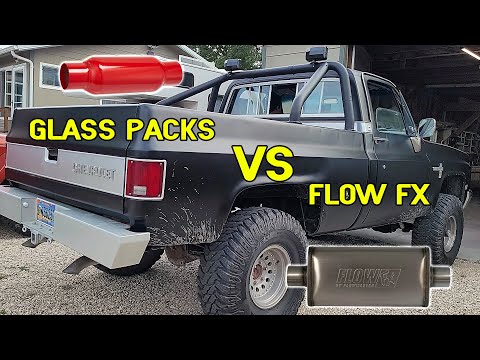 Glass Packs Cherry Bombs Vs Flow FX FlowMaster Mufflers On 1982 Chevy Truck V8 400 Dual Exhaust