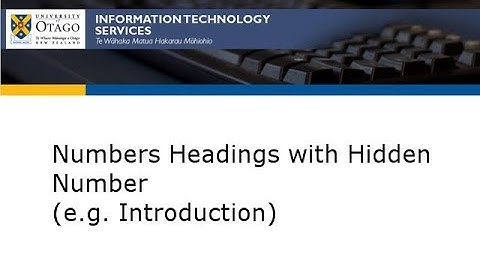 Hide Number in Heading One