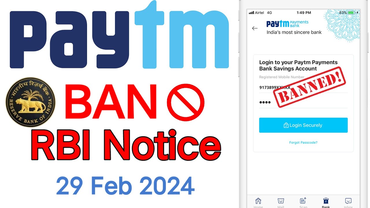 Paytm payment Bank bans RBI rules Notice news 2024 Paytm payment Bank ...