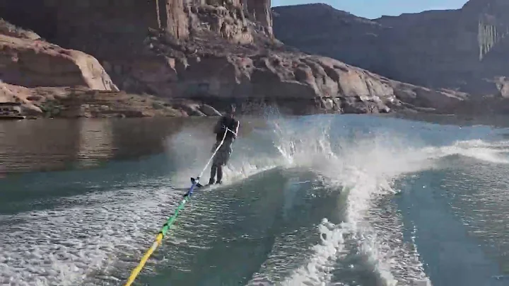 Caleb skiing Lake Powell 2022 with MasterCraft hes...