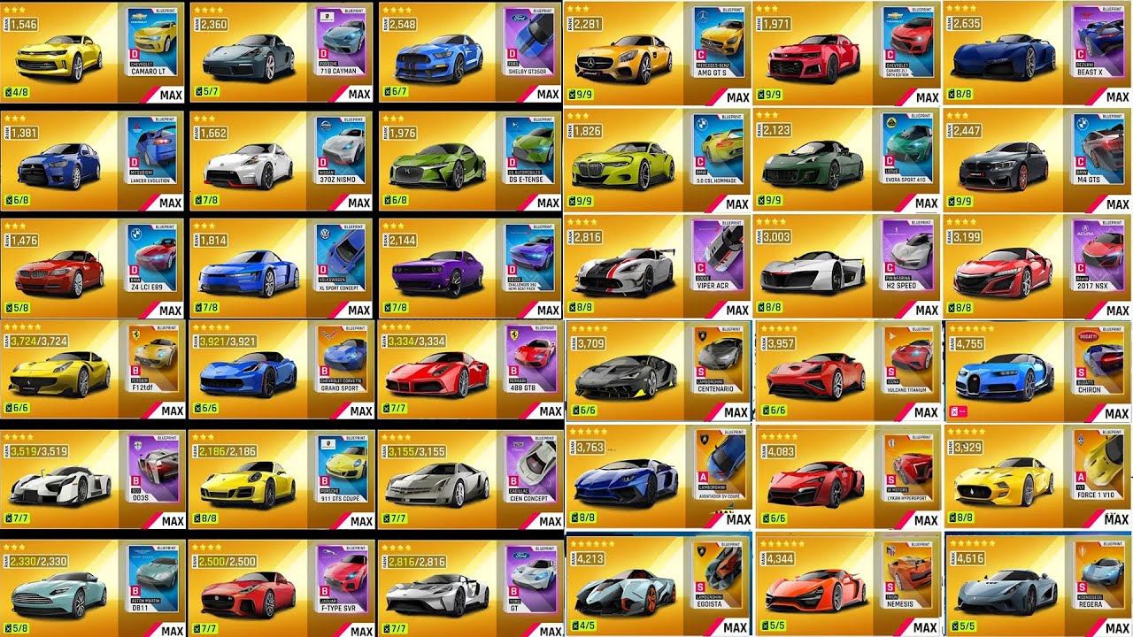 ASPHALT LEGENDS | ALL ORIGINAL CARS!! (CLASS D,C,B,A,S)