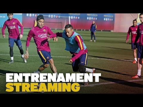 Entrenament del FC Barcelona previ al partit amb el Deportivo