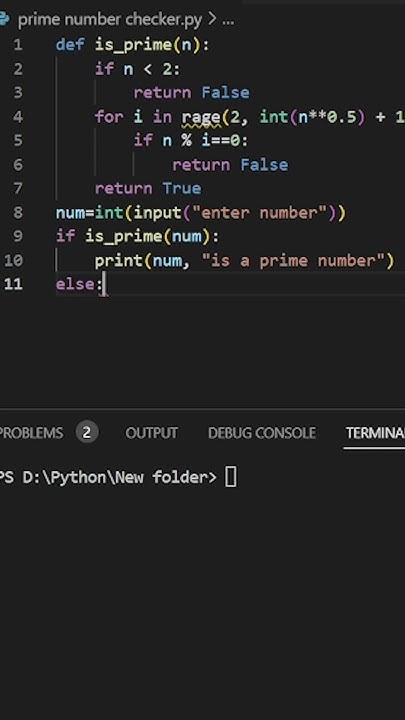 Prime Number Checker in Python | Python Program | Python Shorts ...