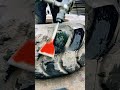 Cutting damaged tires for recycling and material recovery