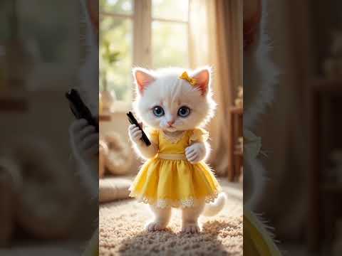 قطة صغيرة تكلم باباها وتحكي له عن لعبتها المفضلة قطة صغيرة مكالمة أب حب الأب لعبة بتطير قطط