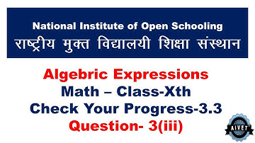 Check Your Progress 3.3 Question-3(iii)for NIOS Math Class 10th