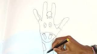 How to draw a Giraffe Easy Palm Art Giraffe step by step illustration CBC kids Kids Quest