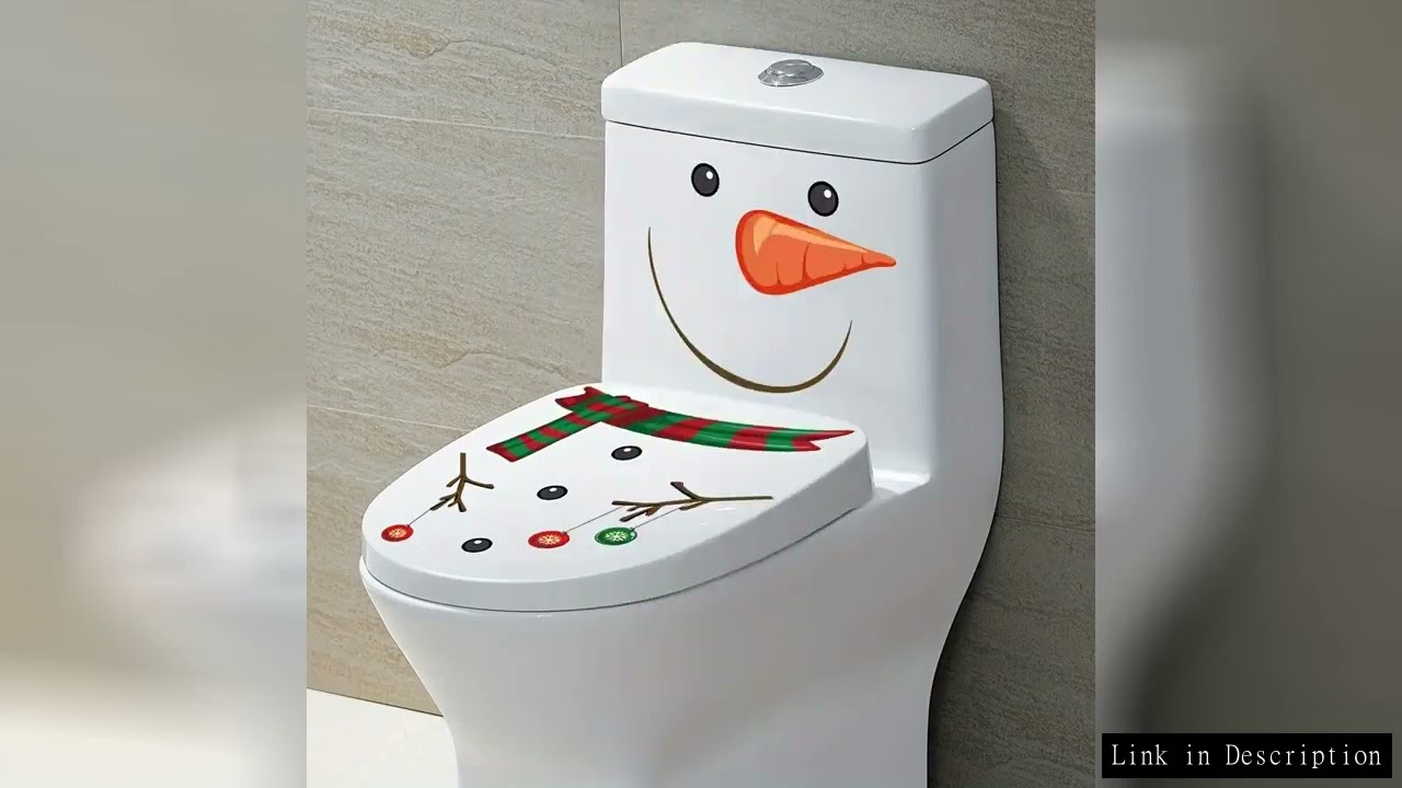 ?Christmas Snowman Toilet Sticker PVC Self Adhesive Waterproof Removable Decal for Bathroom Home Hol