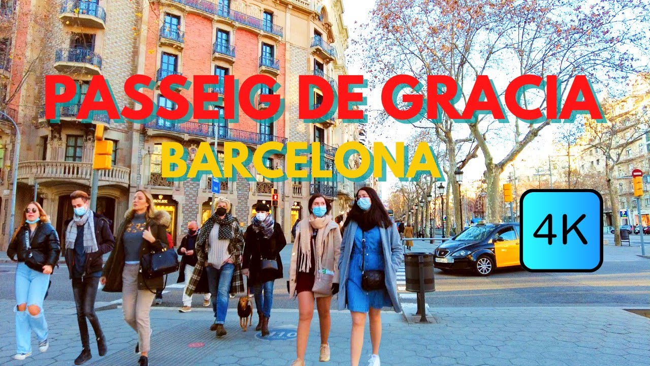 4kspain] Walking luxury shopping streets of Barcelona, Passeig de Gràcia, barcelona  shopping walk 