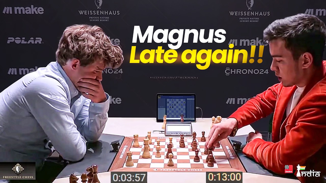 When Magnus Carlsen arrived 90 seconds late! | Magnus vs Abdusattorov | FIDE Freestyle WC Semifinals