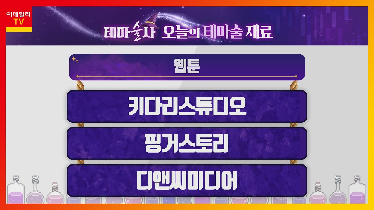 키다리스튜디오, 핑거스토리, 디앤씨미디어... 웹툰_오늘 테마 (20230414)