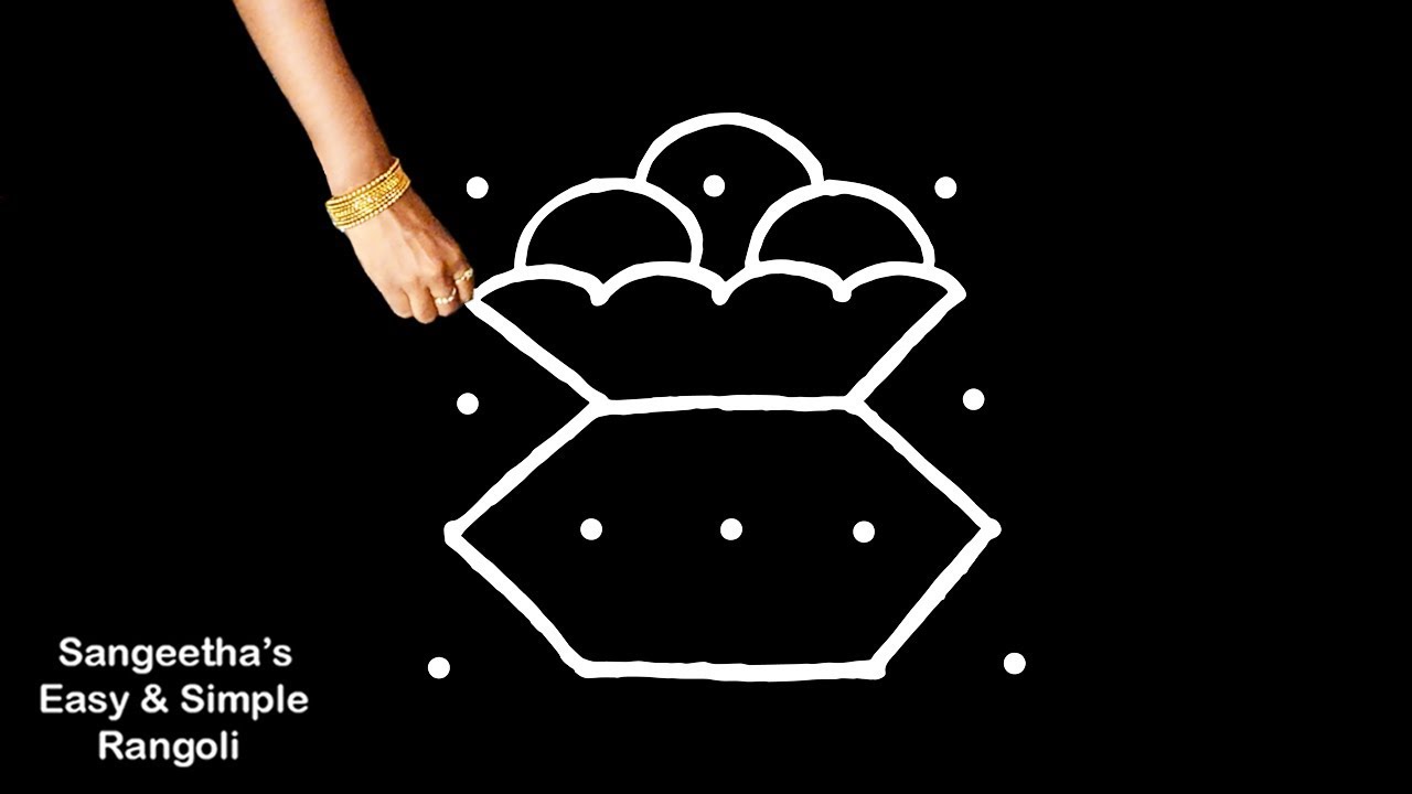 Easy Pongal Pot kolam design with 5 dots | Bhogi kundalu | Beautiful sankranthi muggulu | home art