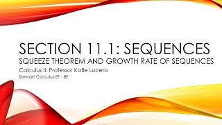 11 1 Squeeze Theorem and Growth Rate of Sequences