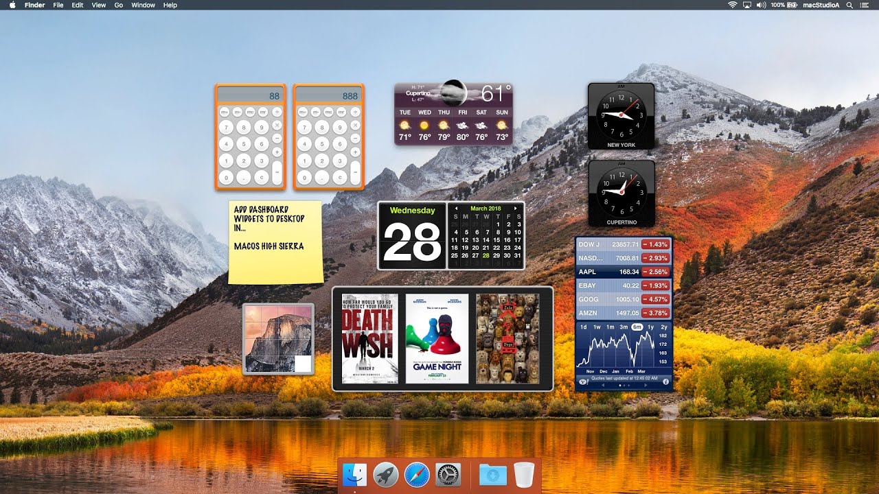 Dashboard Widgets On Desktop macOS High Sierra - YouTube