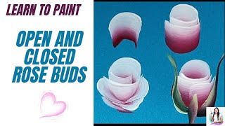 Learn to paint |Open and Closed Rose Bud | One Stroke Painting | Acrylic Painting #howto#acrylic