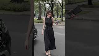 Florence - Đầm midi suông linen kèm belt (3 màu: đen, hồng và kem)