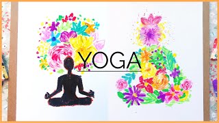 yoga drawing easy painting draw international pastel oil