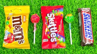 Satisfying Video | Unpacking Rainbow Lollipop AND Sweets ! Smarties, Skittles Candy Cutting ASMR