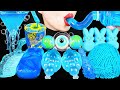 ASMR CLEAR BLUE FOODS HONEY JELLY, EDIBLE COMB, YARN, SOAP, GUMMY CANDY JELLO EATING SOUNDS 투명 디저트먹방