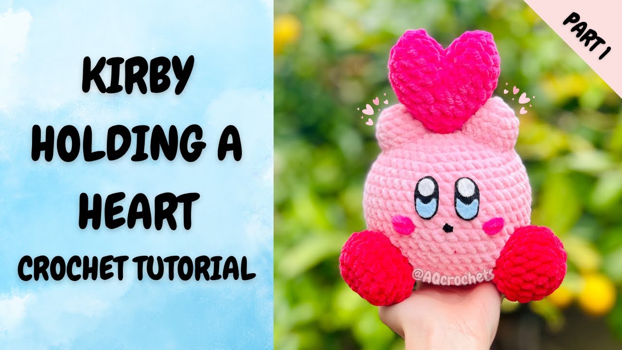 How to Crochet Kirby Holding a Heart (Part 1) 💖 | Free Amigurumi Pattern + Step by Step Tutorial!