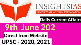 Insight IAS Current Affairs | 9th June 2020 | IAS 2020 | IAS Exam 2020 | UPSC Prelims 2020