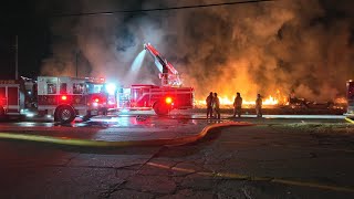 City of Flint Commercial Structure fire, Jan 7, 2023. Drone 4k