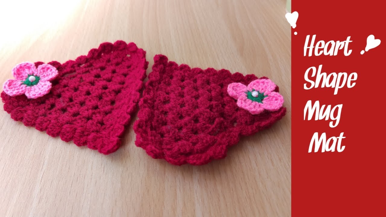 Heart shape Mug Rug/mat crochet | tutorial | handmade | easy - YouTube