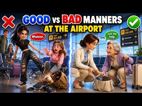 ✈️✨ SLOW ENGLISH | GOOD vs BAD Airport Manners | Easy English Video for Beginners