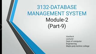 DBMS|| Module-2|| Part-9
