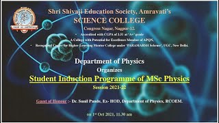 Student Induction Programme for M Sc FIRST YEAR Physics 2021-22