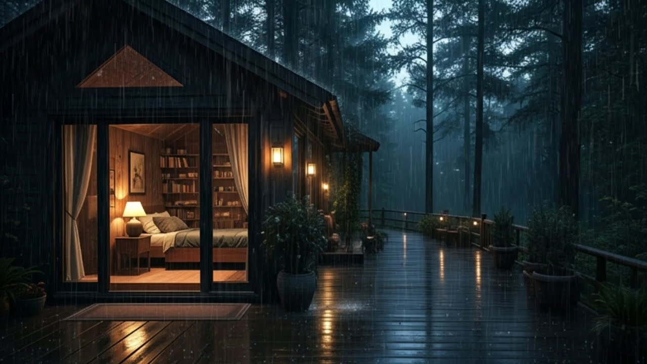 Sleep Peacefully with Natural Rain Sounds in a Cozy Forest Cabin | Rain ...