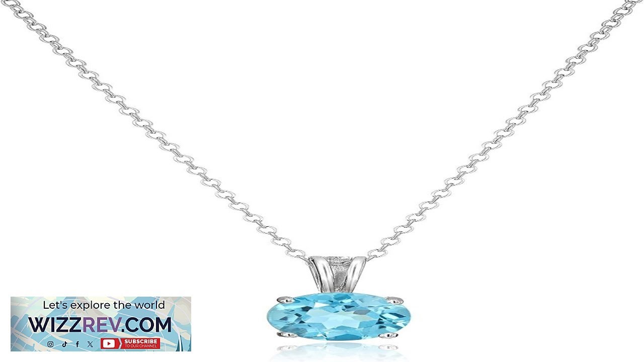 Amazon Essentials Sterling Silver Round Cut Birthstone Pendant Necklace 18"