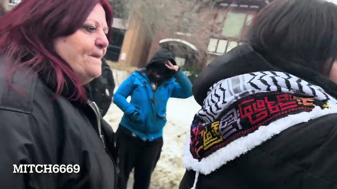 Pro Palestine protesters outside Bill Blair house.